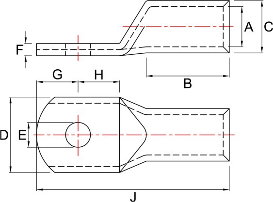 brass and aluminum grounding lug drawing