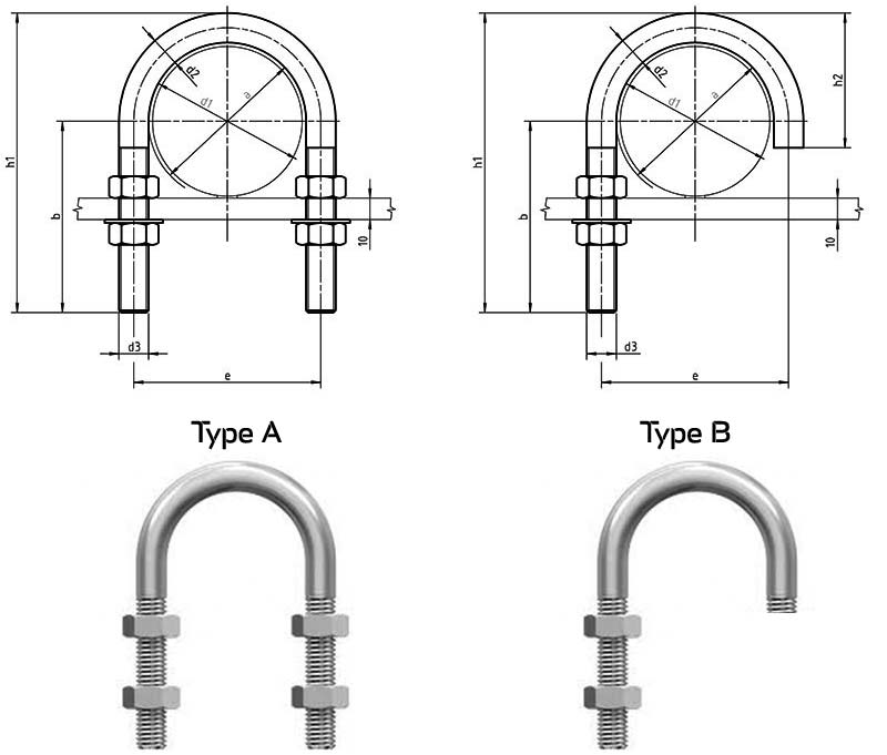 u bolt and clamps drawing