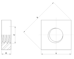 square thin nuts drawing