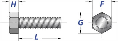 dimensions of hex bolts