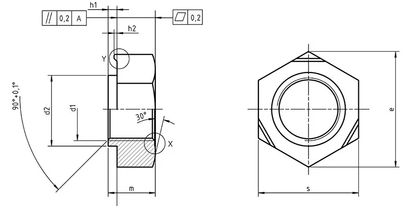 hexagon weld nuts drawing